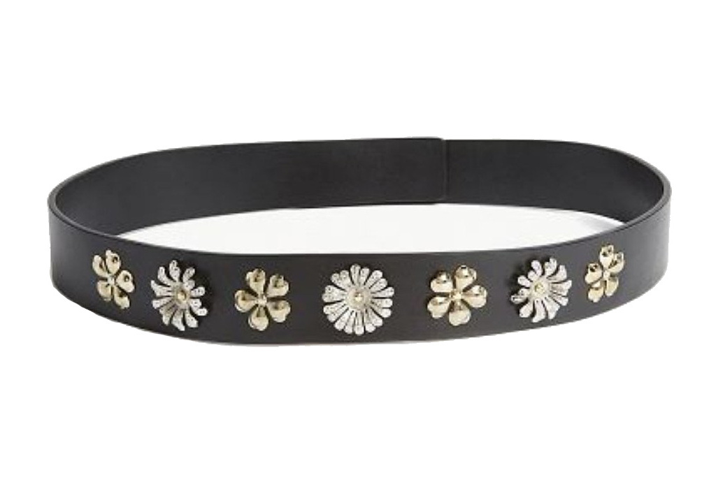 Black belt with metal floral studs