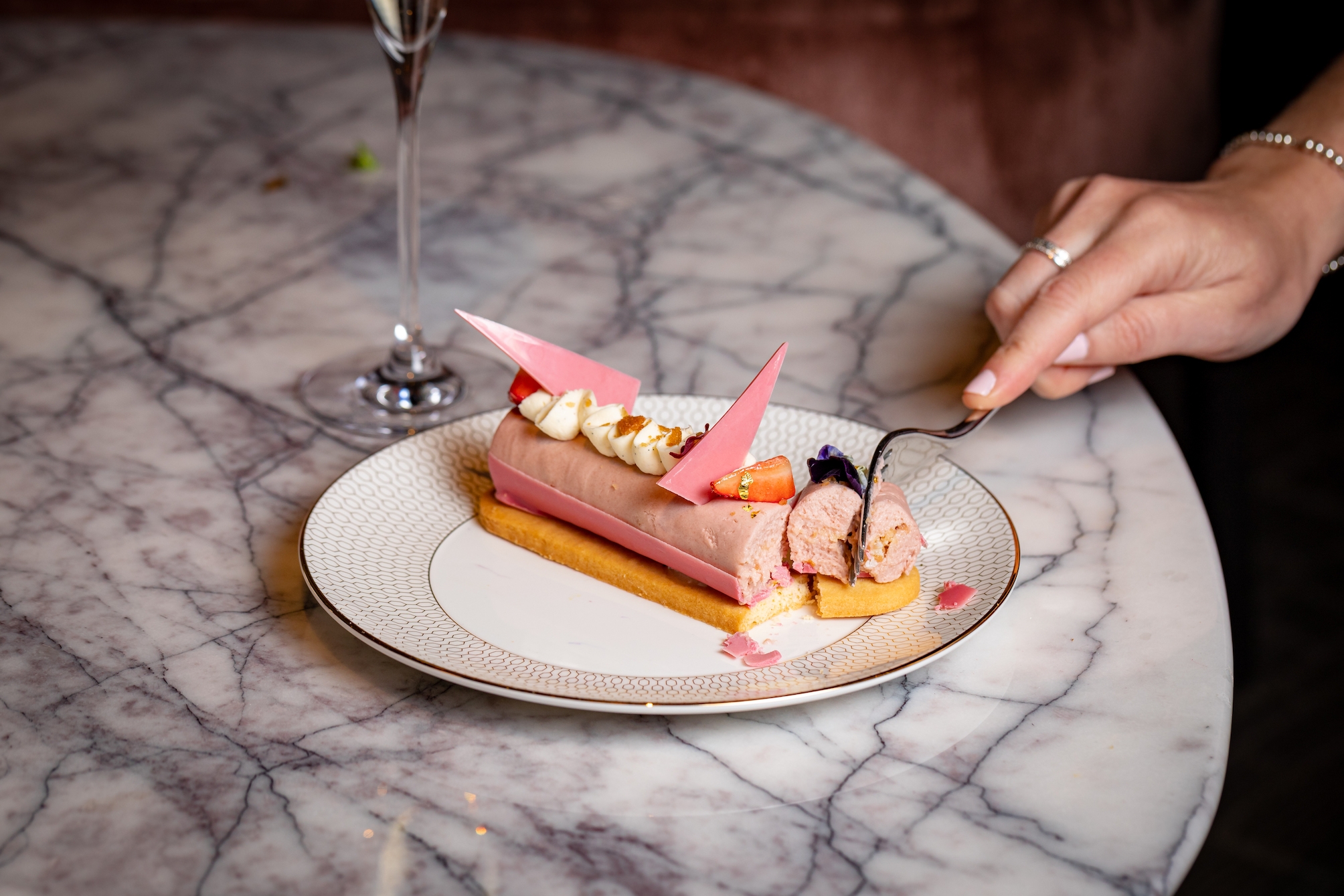 Slice of cake, part of afternoon tea at The Londoner