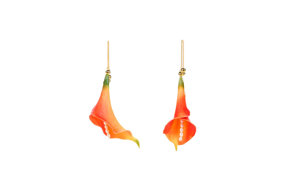 Orange flower earrings