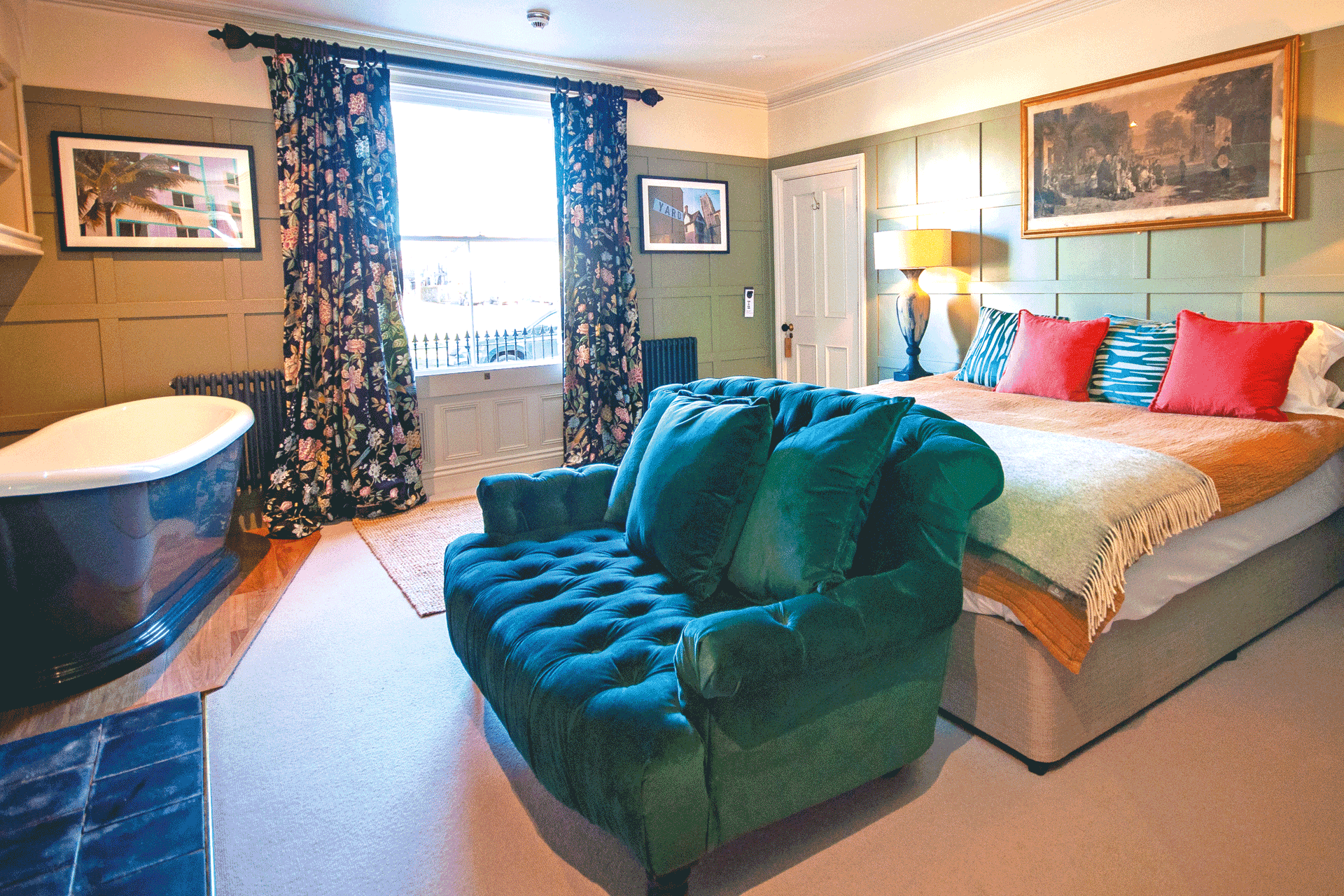 Bedroom at the Dabbling Duck hotel.