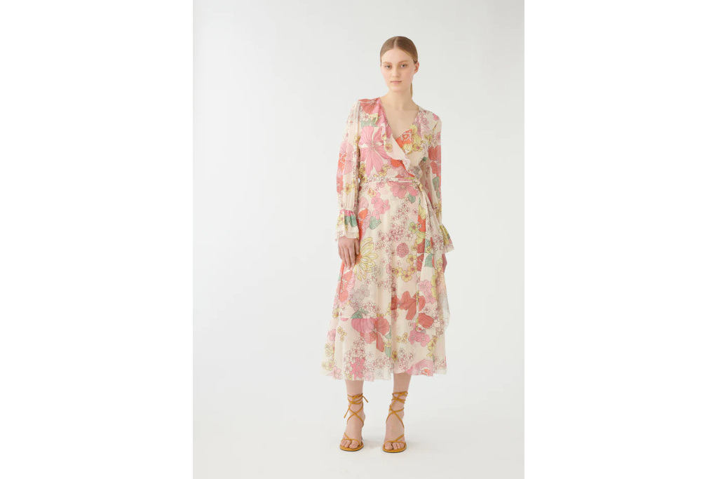 Woman in light pink dress