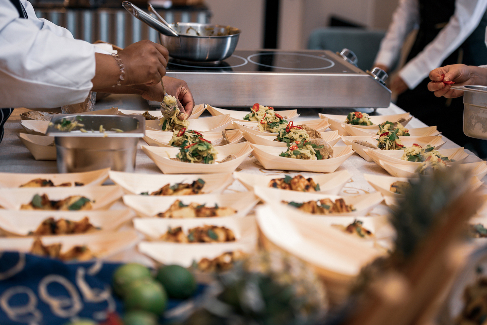 Plates of food at the Freedom From Torture charity event