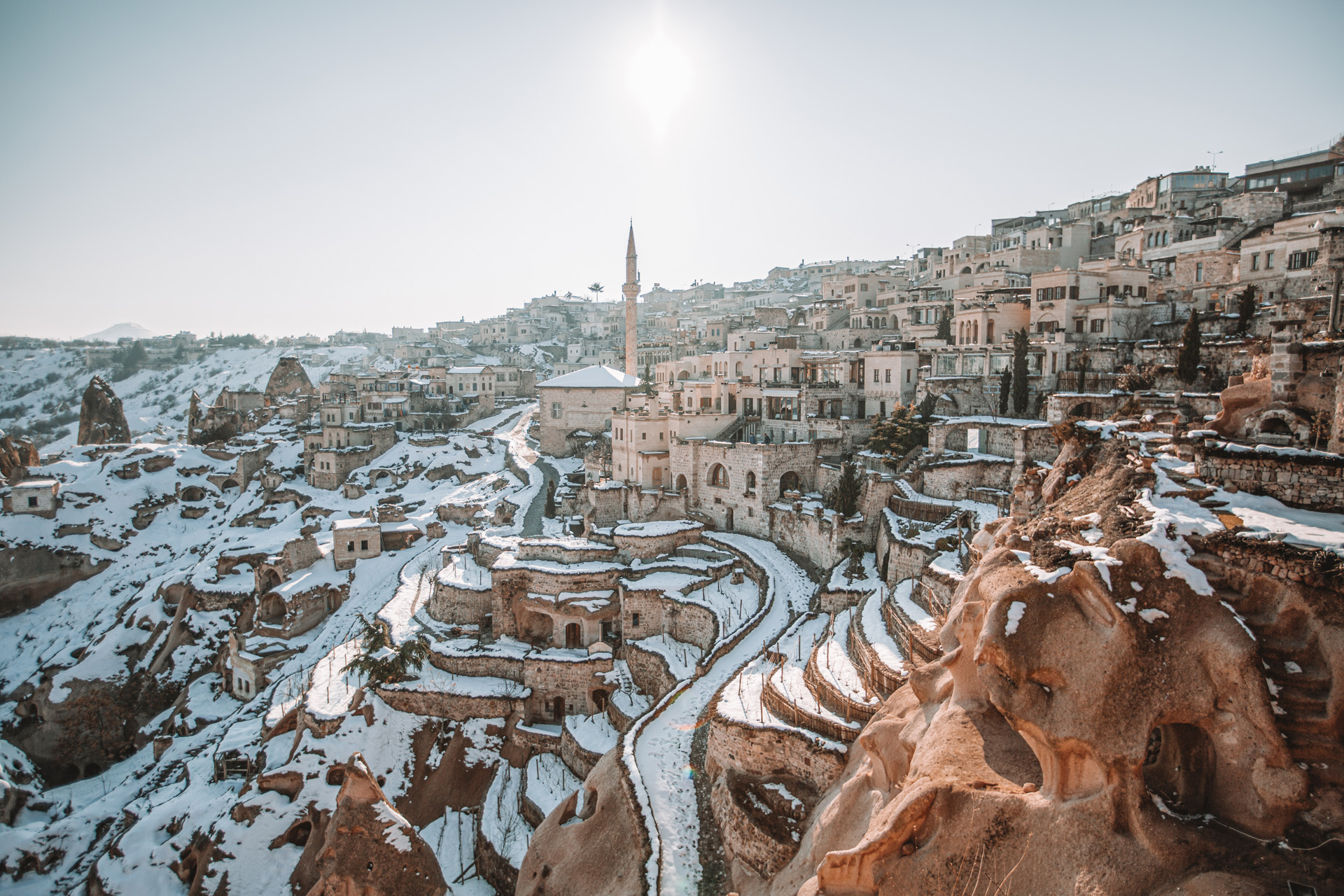 The exterior of Argos in Cappadocia on the hillside