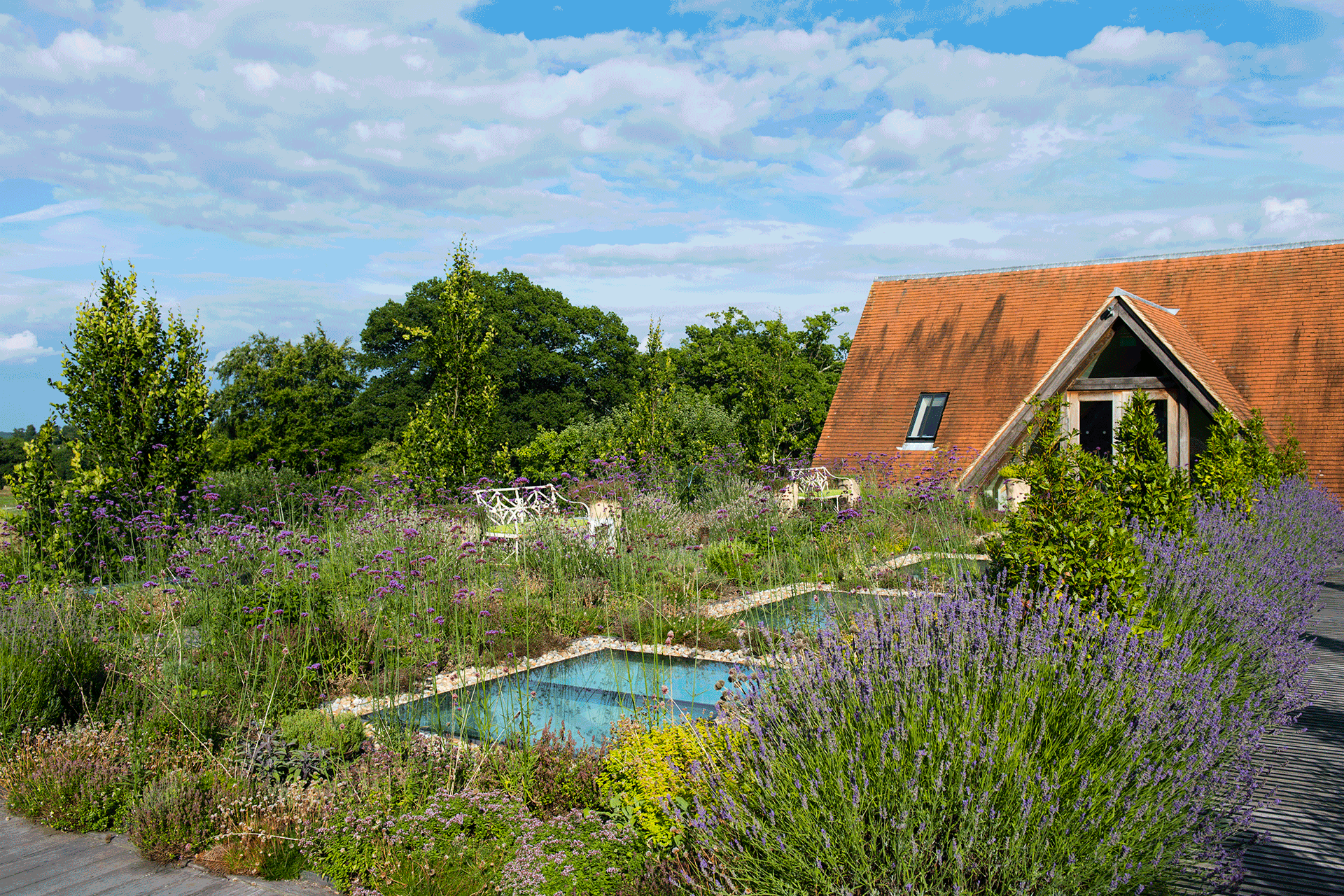 Rooftop garden at Lime Wood Hotel