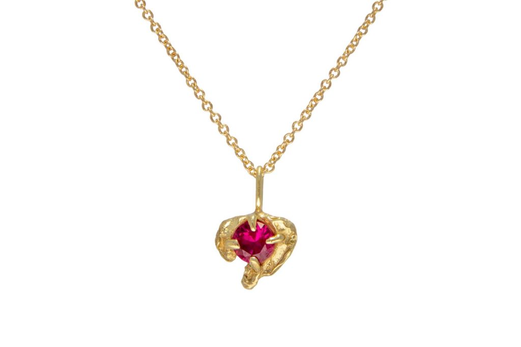 Loveness Lee Halia Recycled 18ct Solid Gold & Lab Grown Ruby Necklace £550