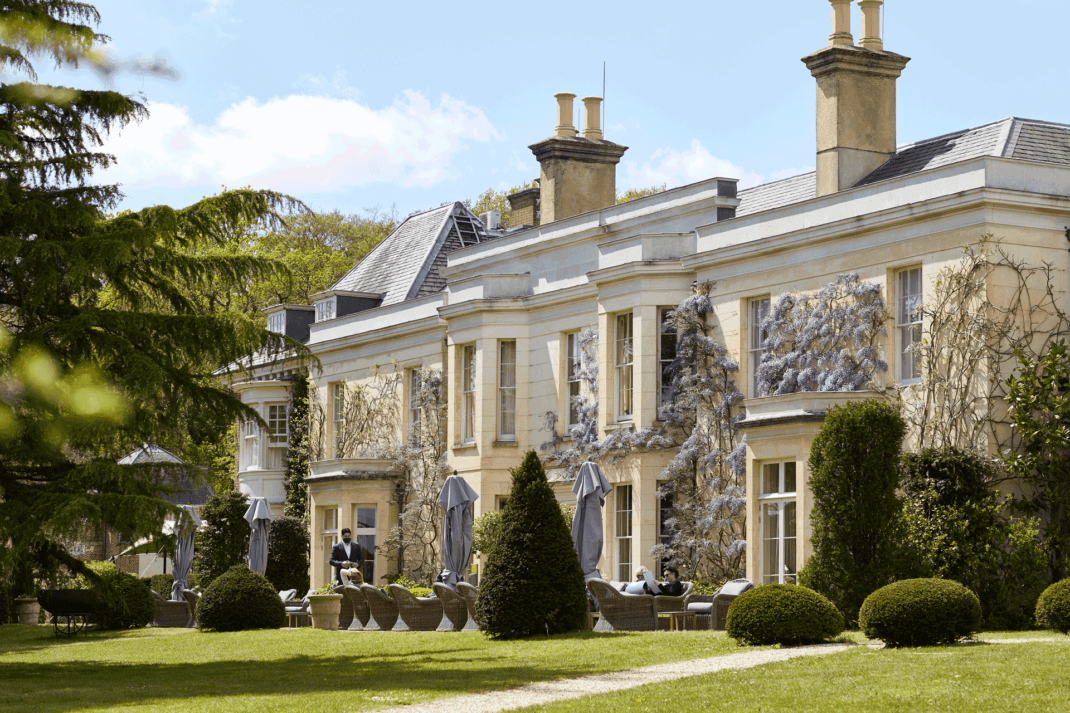 Wisteria-clad exterior of Lime Wood Hotel