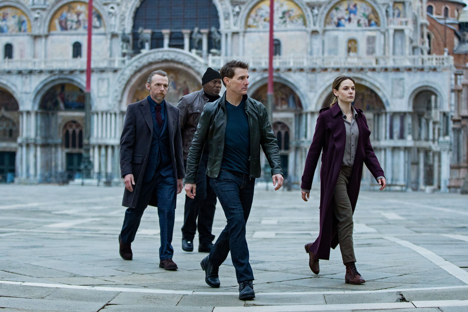 Tom Cruise, Simon Pegg, Ving Rhames and Rebecca Ferguson in Mission: Impossible Dead Reckoning - Part One from Paramount Pictures and Skydance.