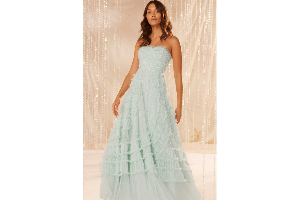 Woman in mint dress