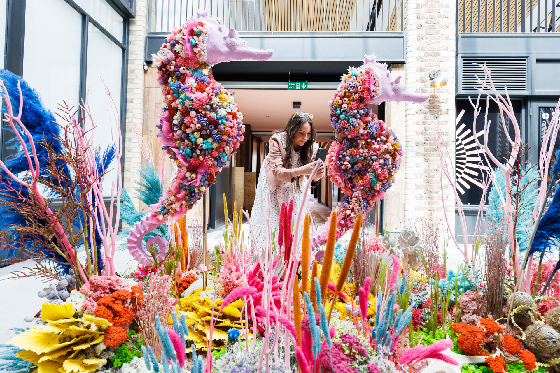 Moyses Stevens floral installation, ‘An Underwater Wilderness’, at Newson’s Yard, London, which has been designed for the Belgravia in Bloom festival