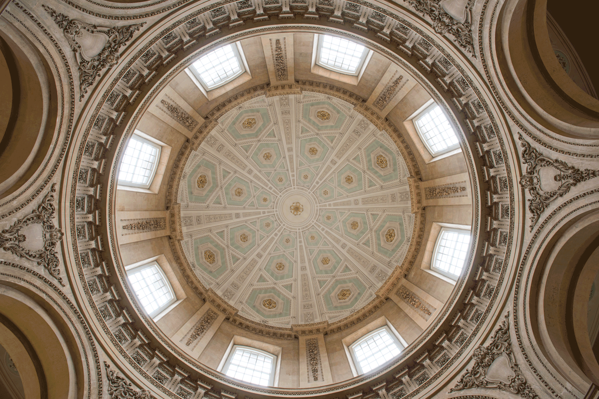 The domed ceiling of the Radcliffe Camera, Oxford.