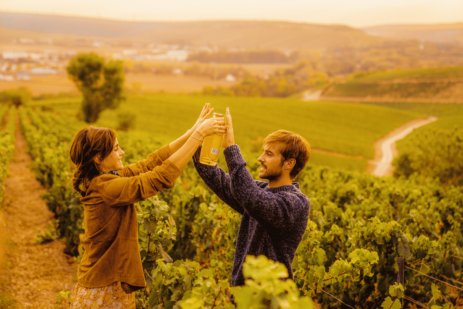 Emma and Alex Watson in their family vineyard
