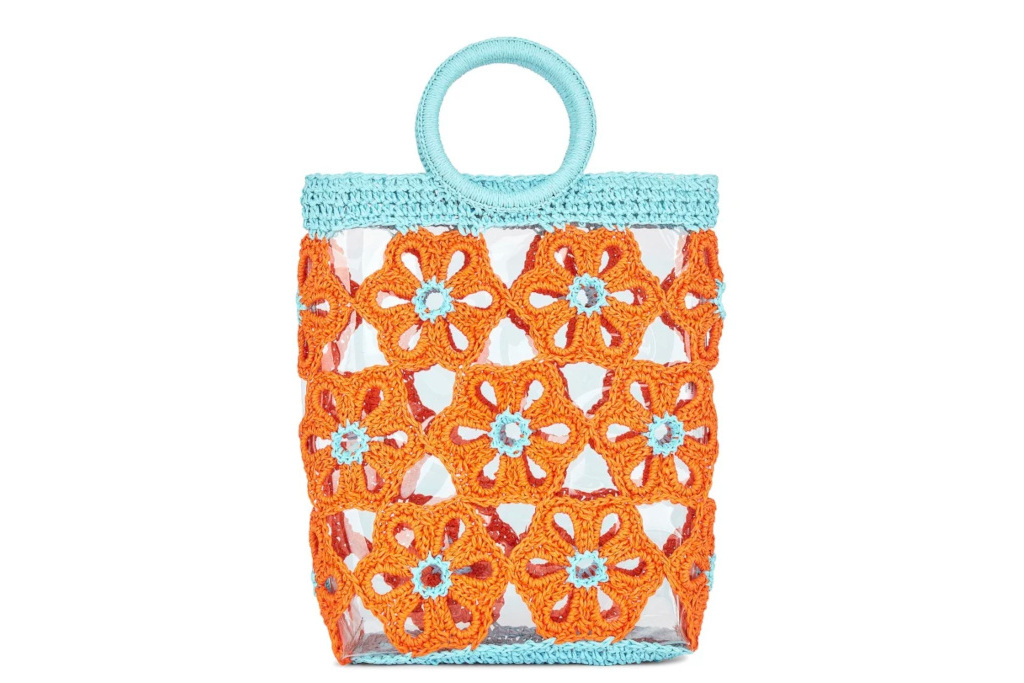 Orange and blue crochet bag