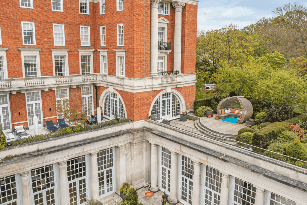 Aerial view of a terrace in Star & Garter House, Richmond.