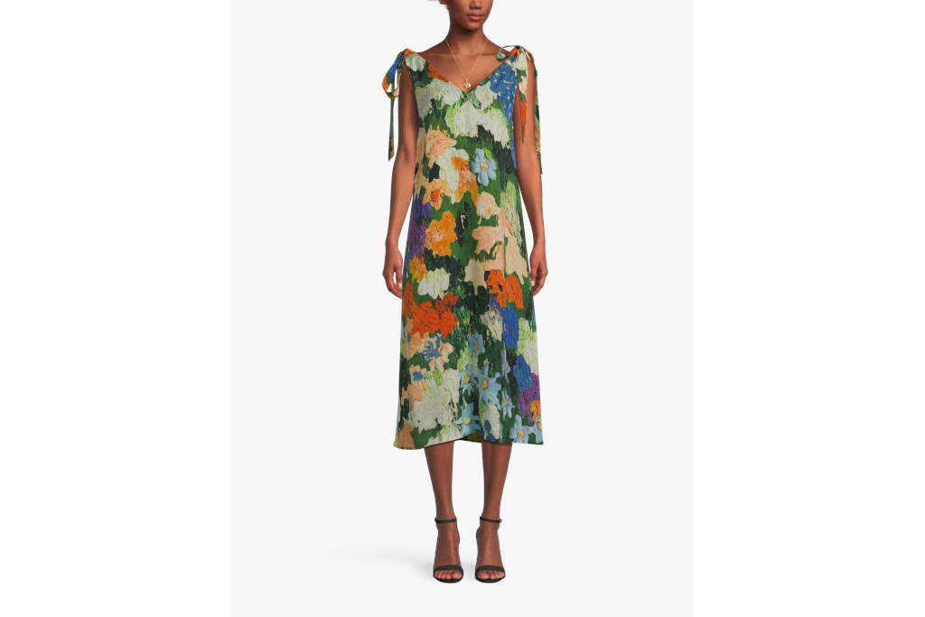 Woman in multicoloured dress