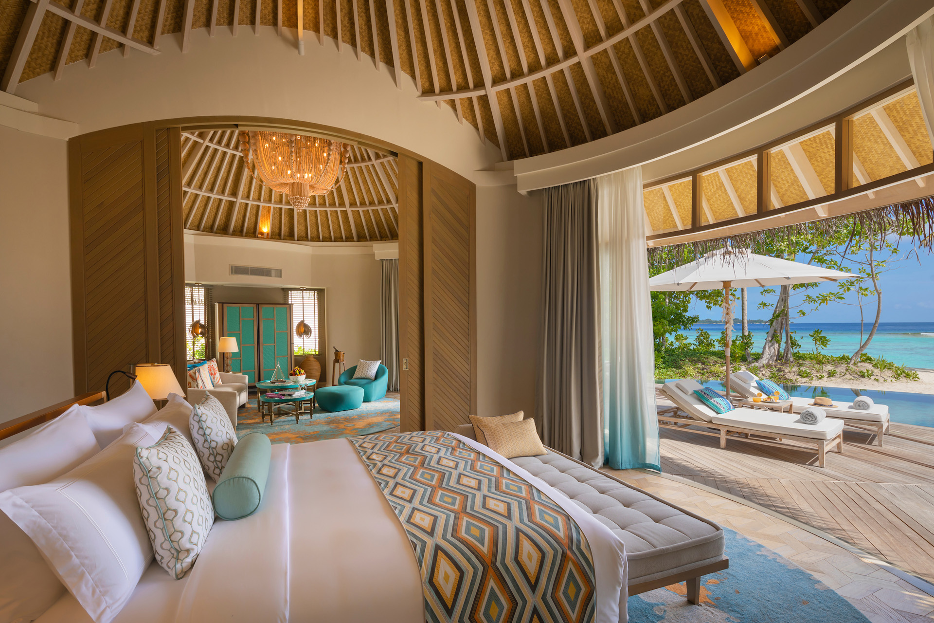 A Beach House bedroom in the Maldives