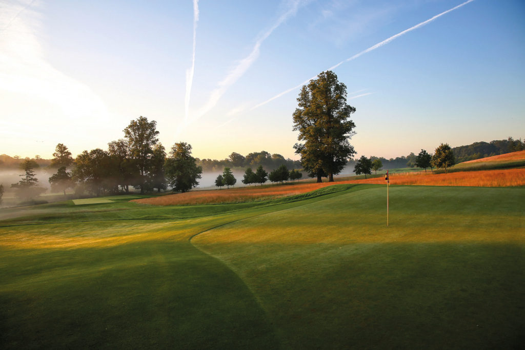 Golf course at sunset
