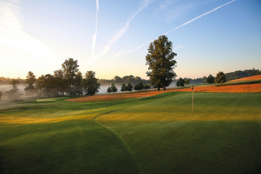 Golf course at sunset