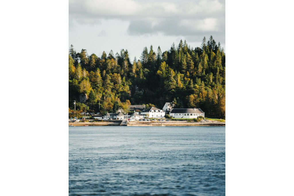 White building on lake
