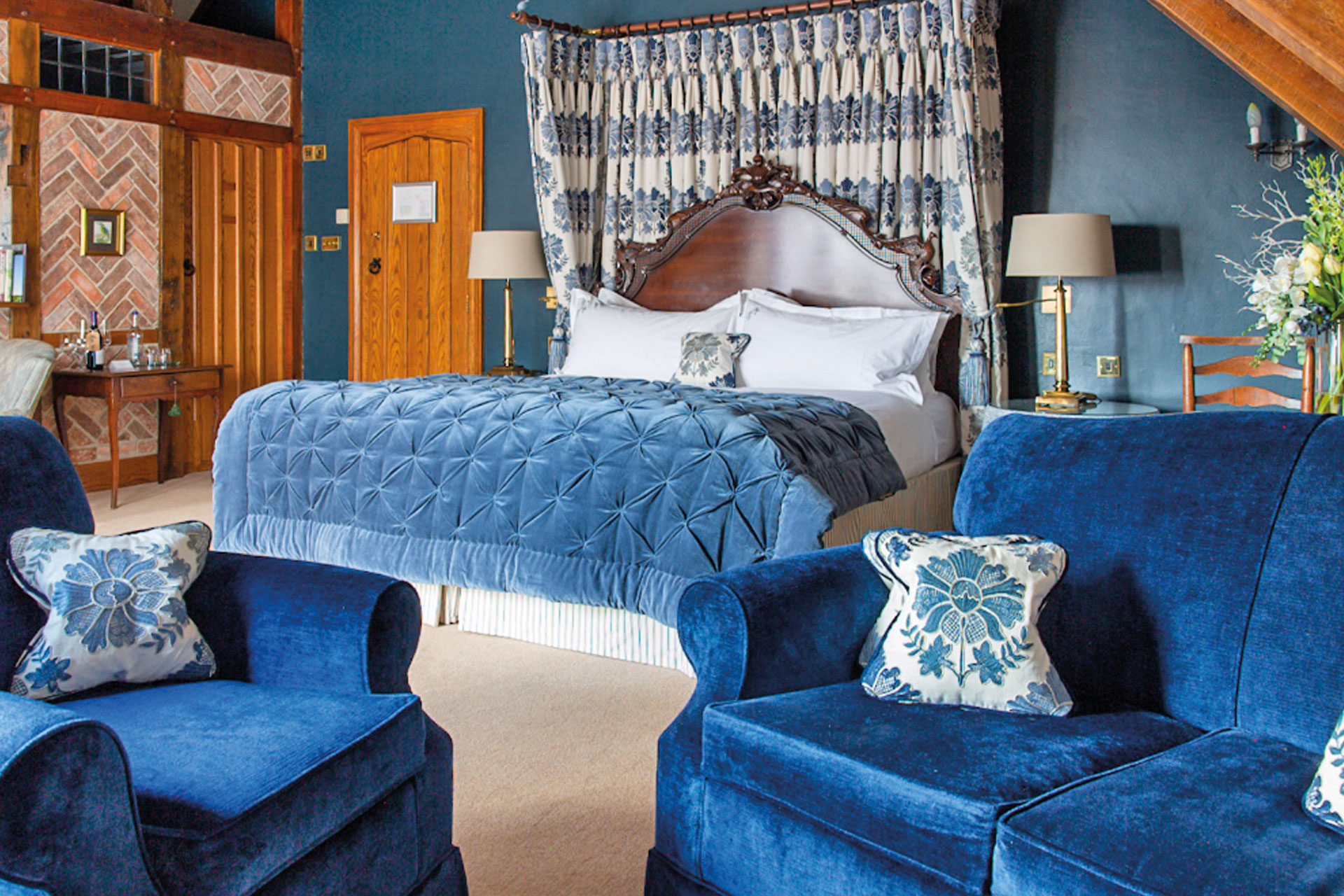 The Priory Hotel bedroom - blue bedroom