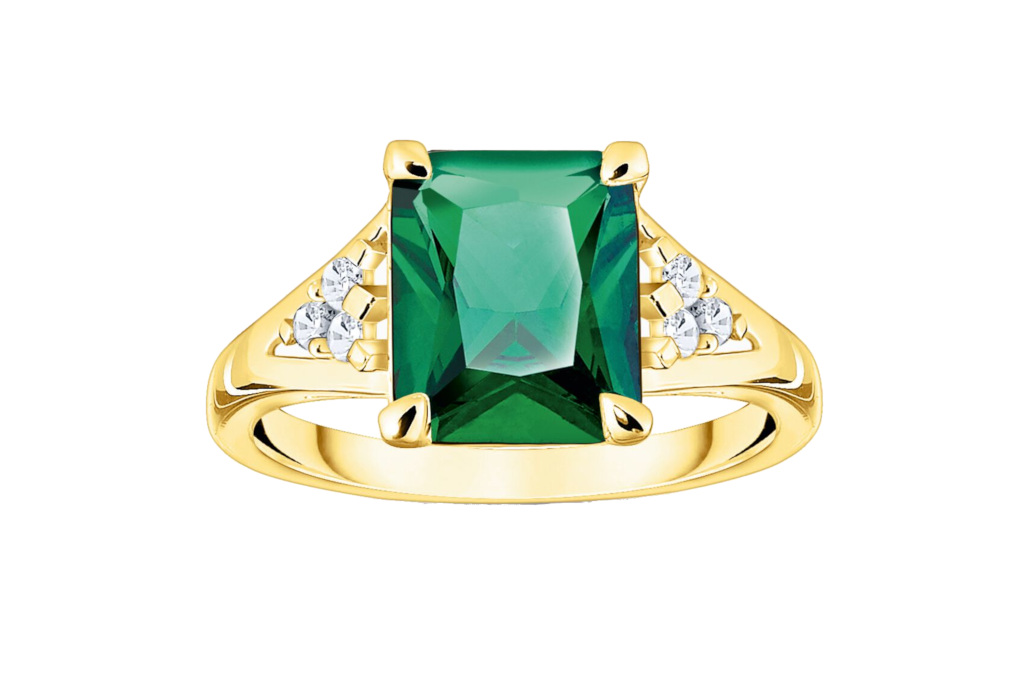 Gold ring with green stone