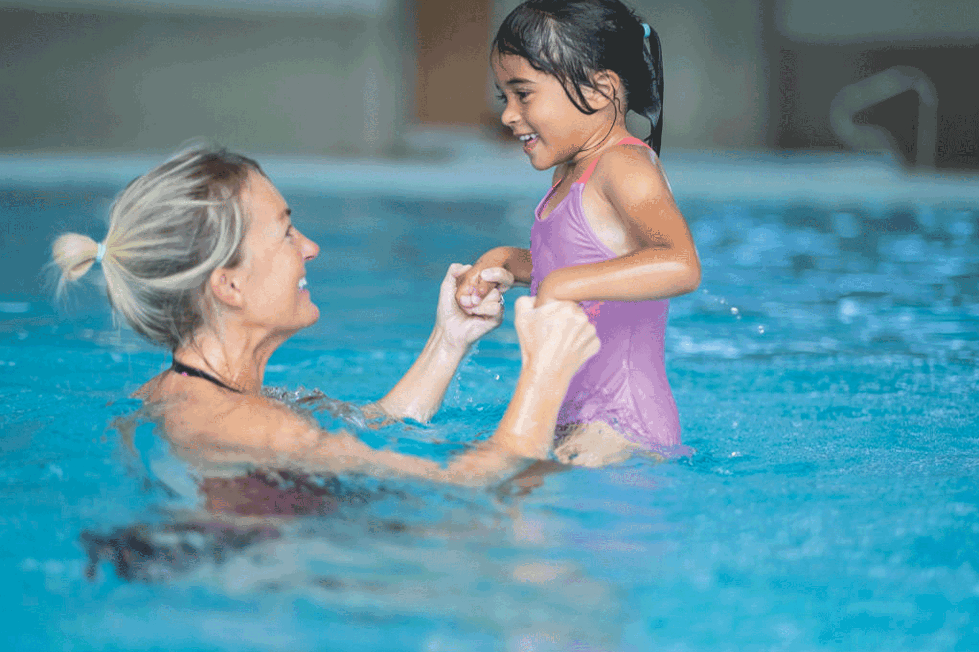 Child and mother in pool at Una St Ives.