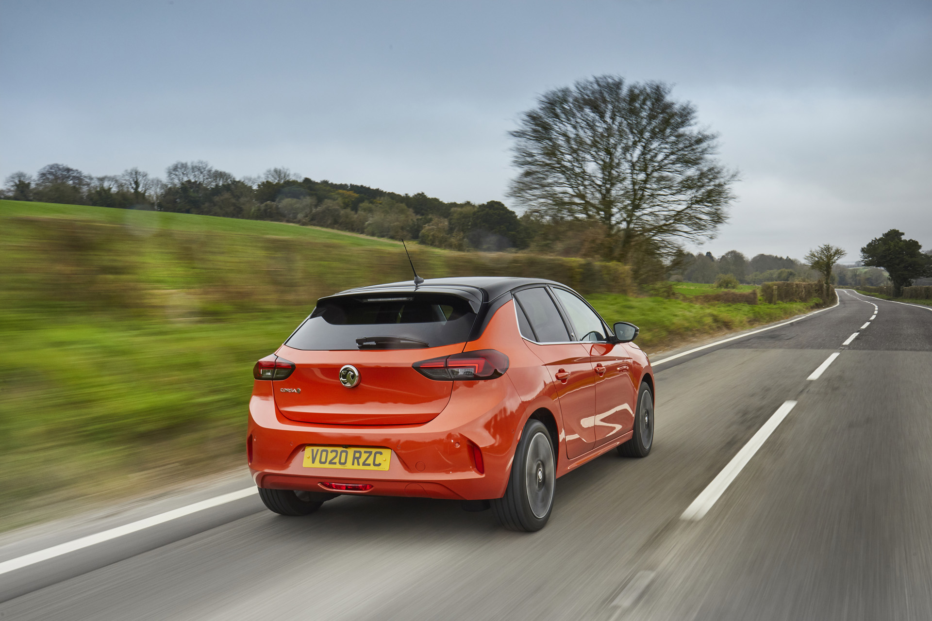 An orange Vauxhall Corsa Electric