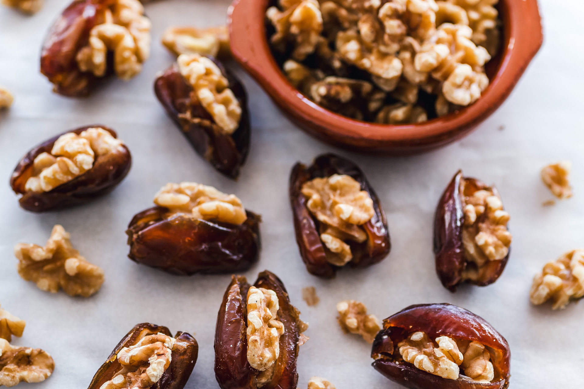 Dates with nuts in