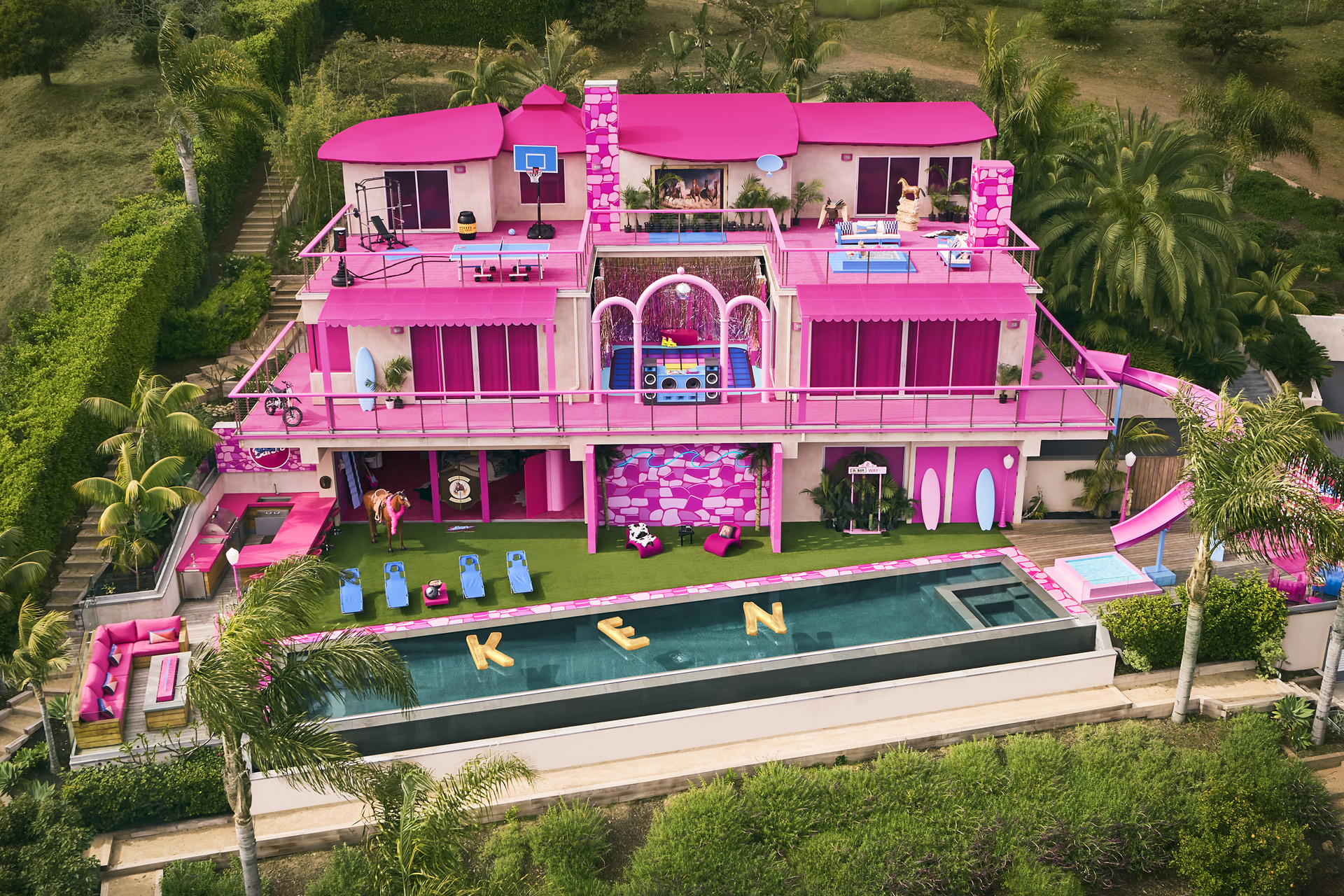 The exterior of the Barbie Malibu DreamHouse