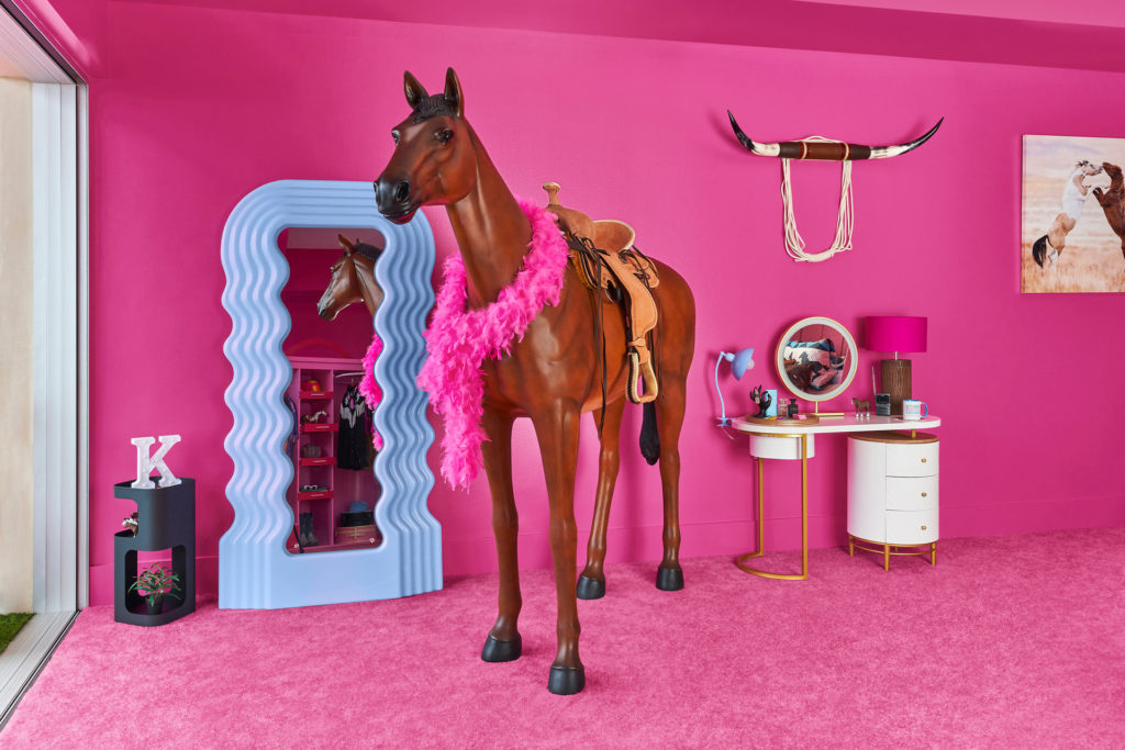A plastic lifesize horse
