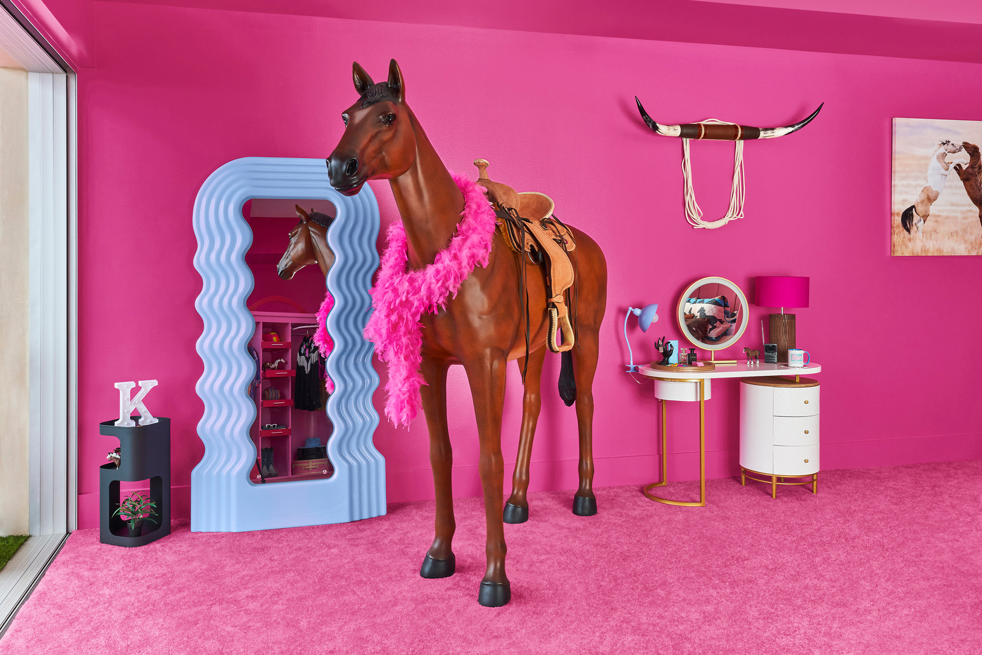 A plastic lifesize horse