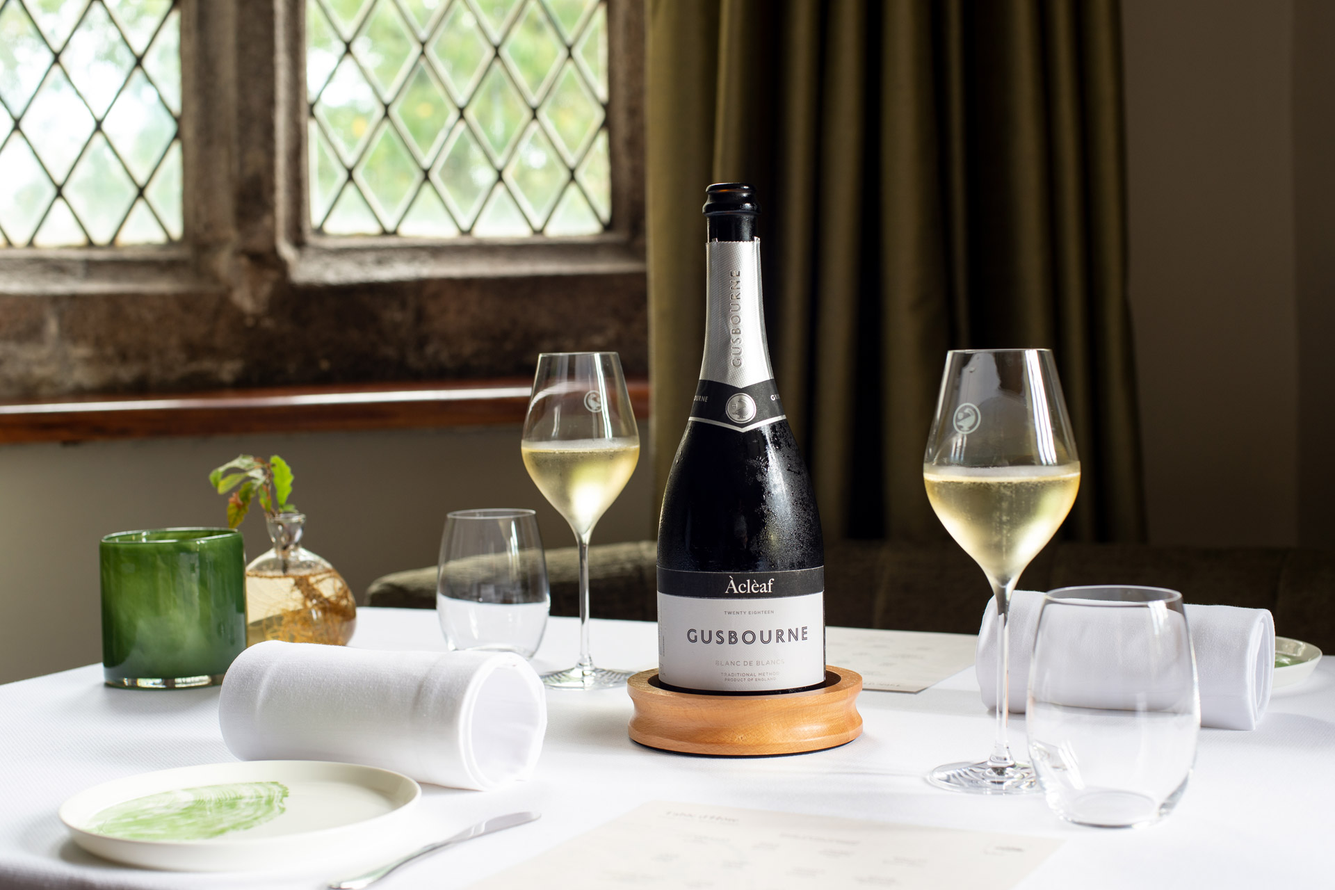 Gusbourne wine at Àclèaf restaurant