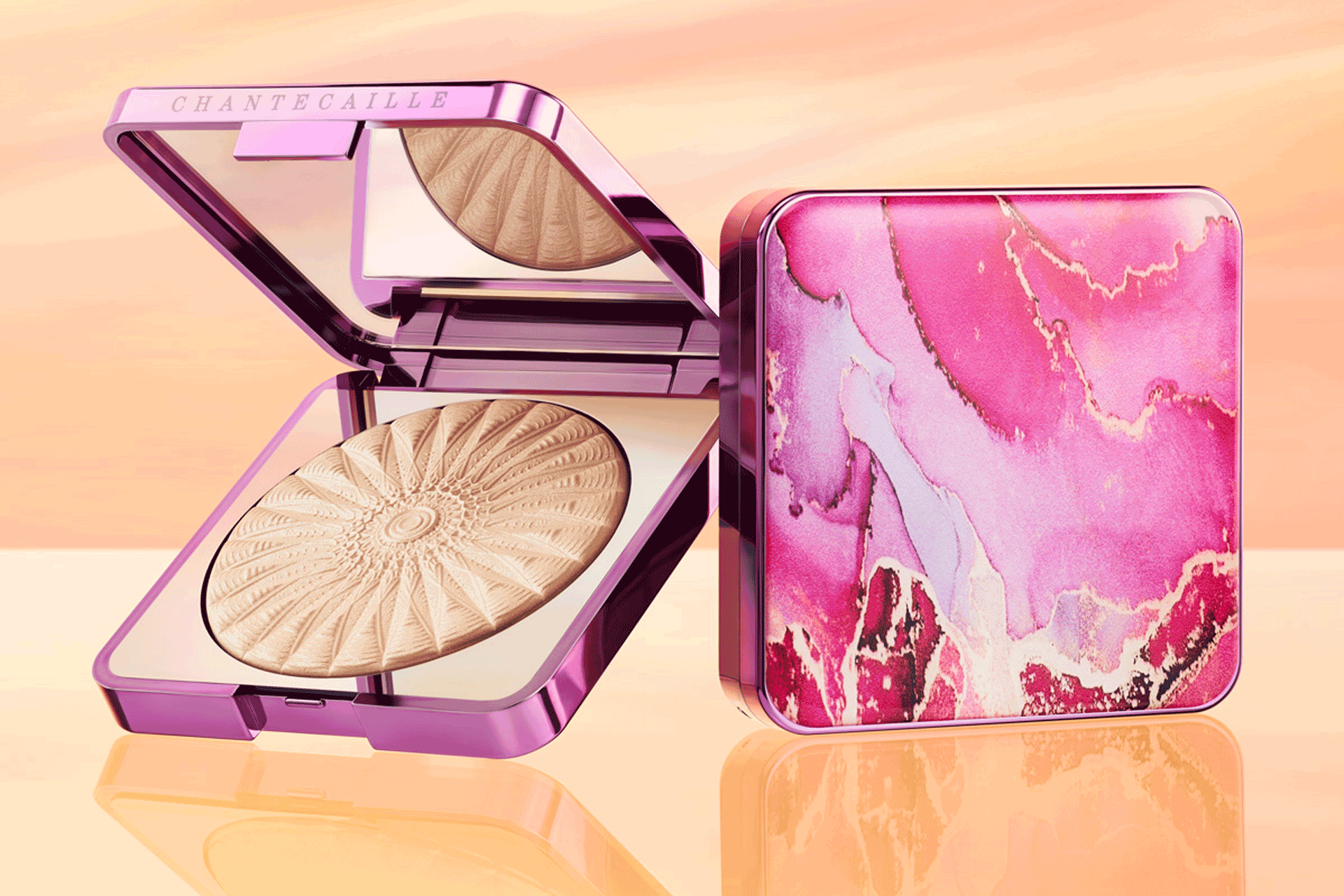 Chantecaille limited-edition highlight in pink marble packaging