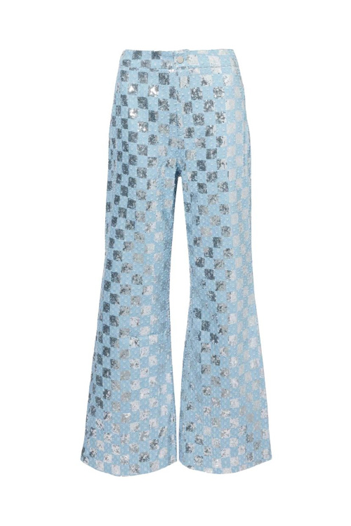 Silver check jeans