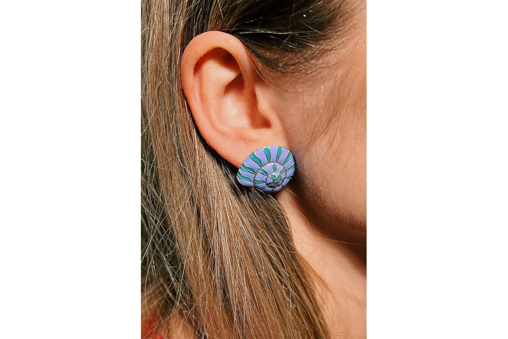 Blue shell earring
