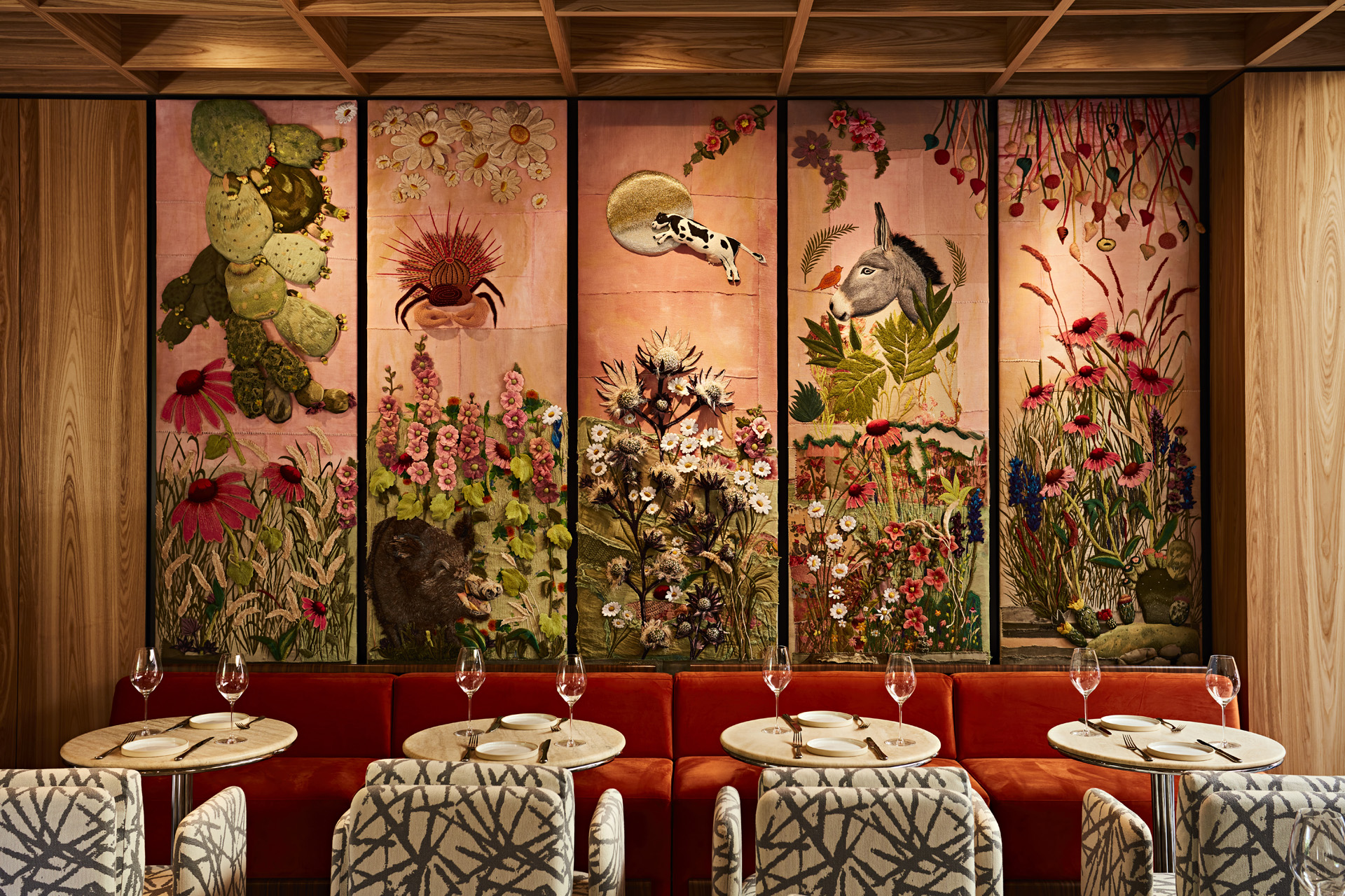 The textile mural at Meat the Fish