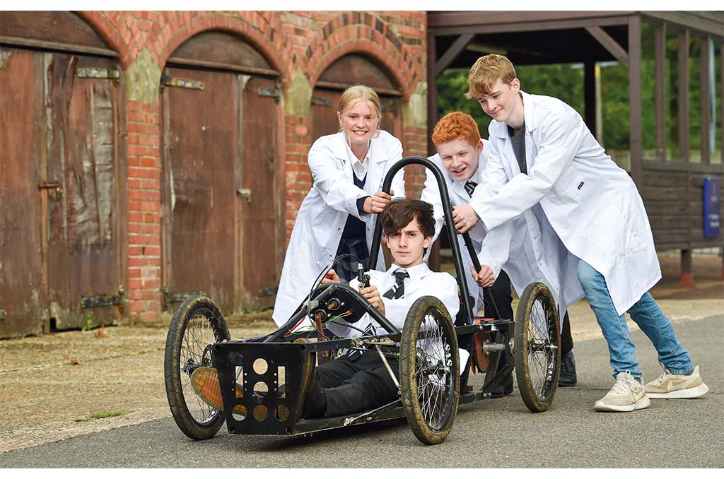 faith: Worth School pupils test their go kart