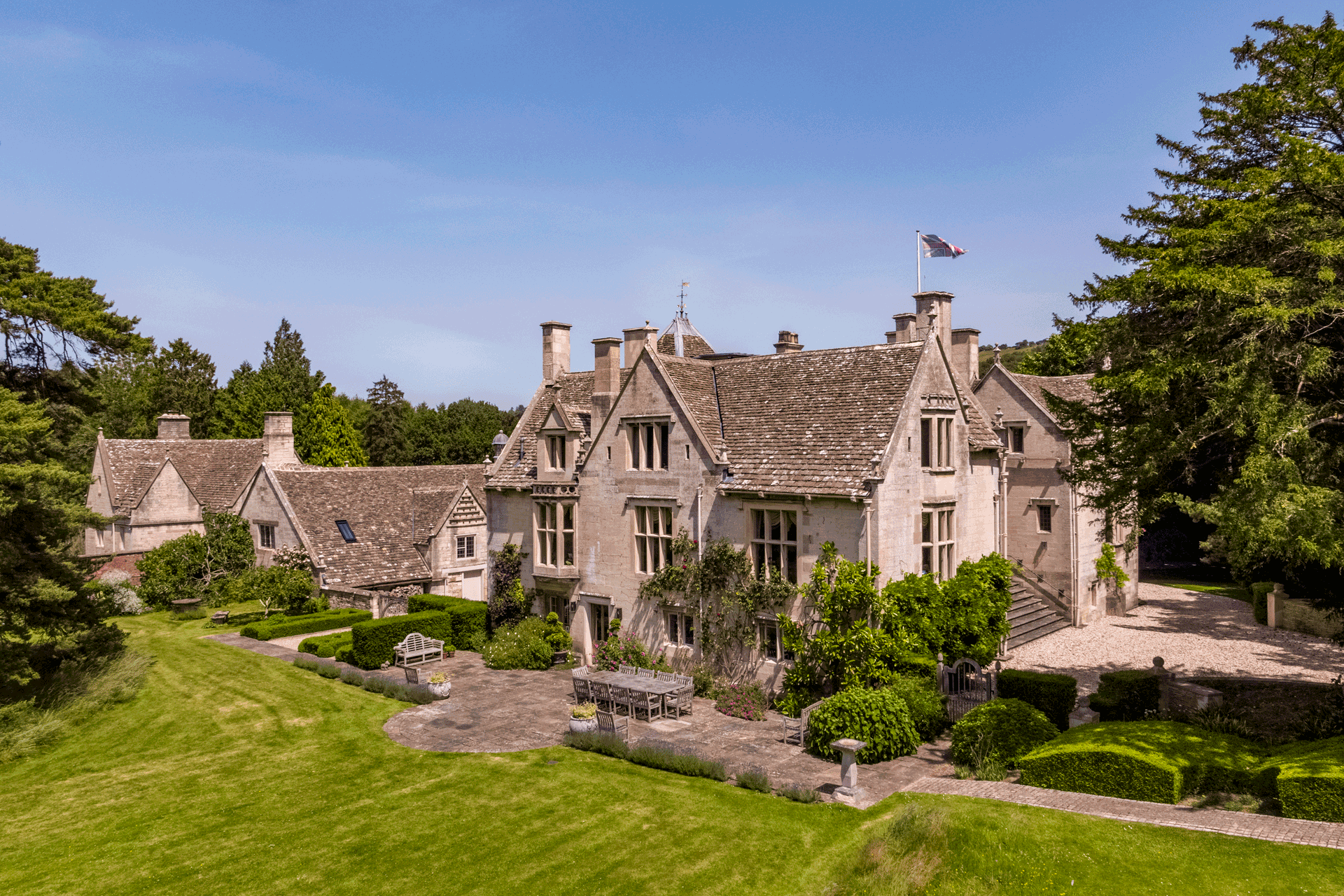 Exterior of The Old Priory, a Cotswold manor house.