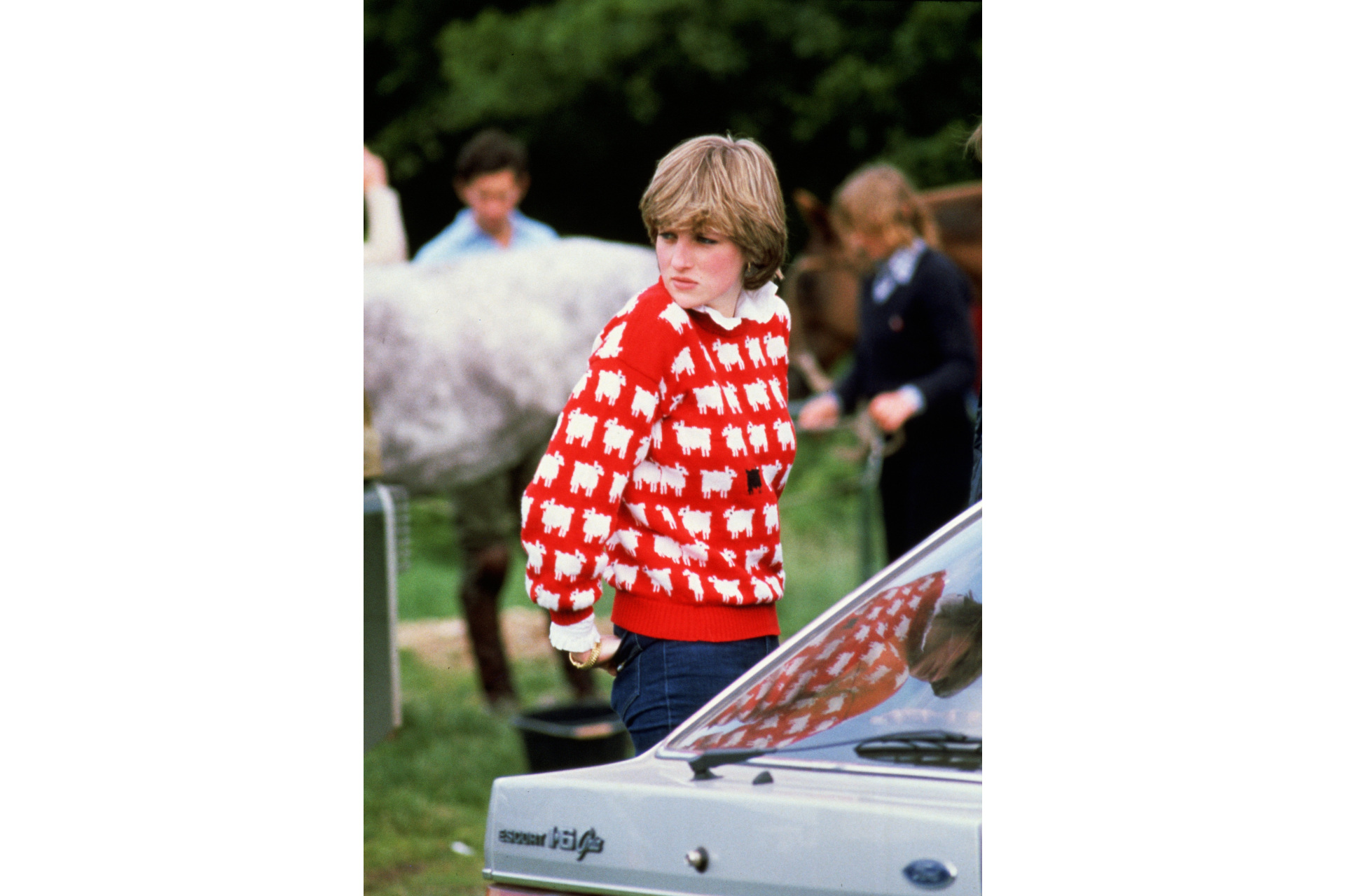 Princess Diana in red jumper