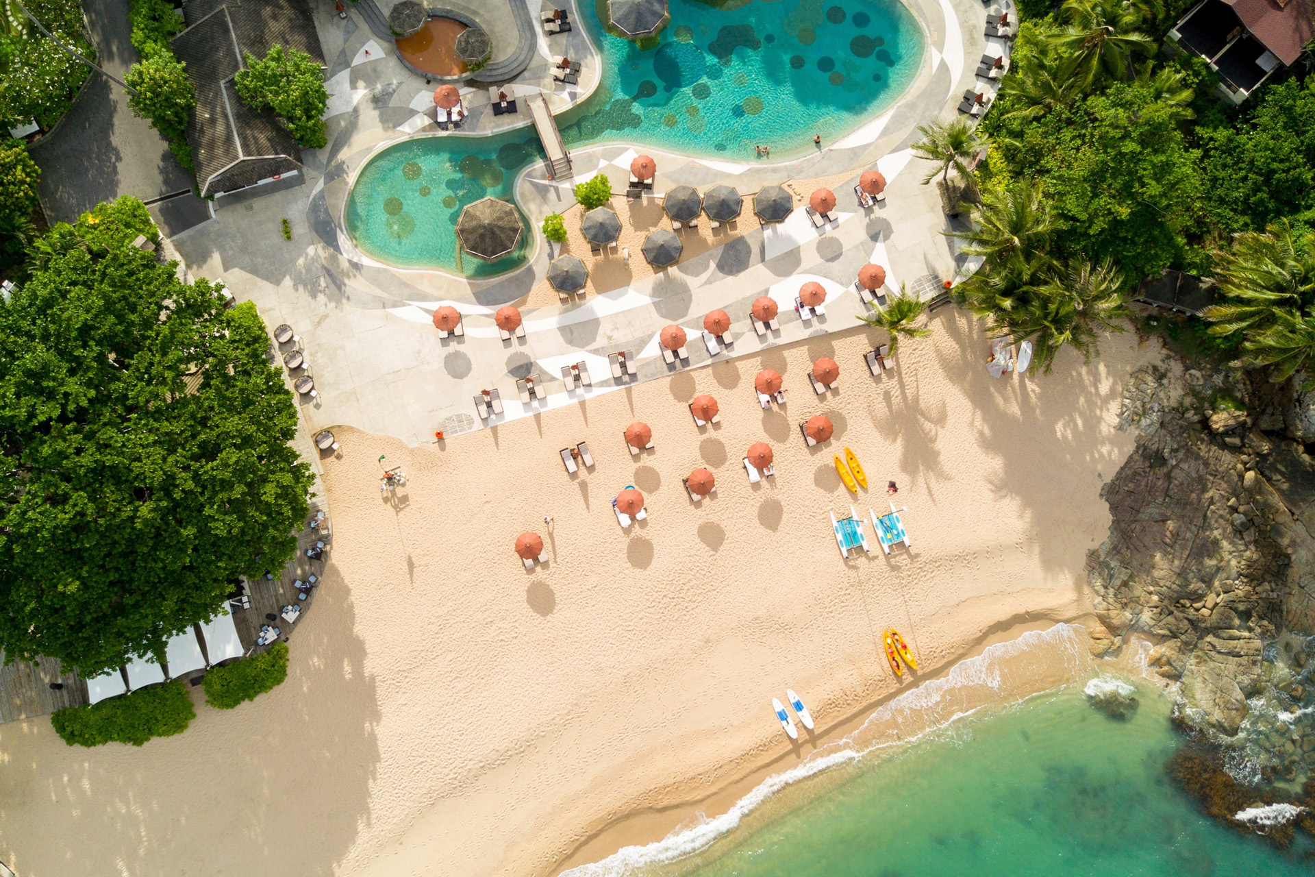 Aerial shot of a private beach