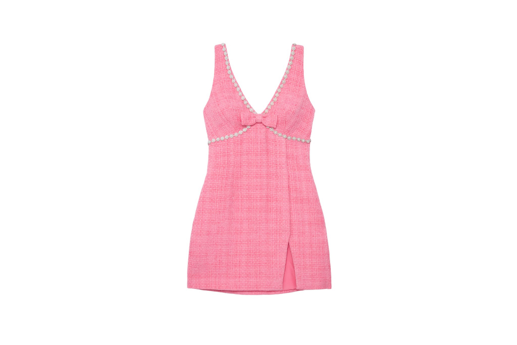 Pink boucle mini dress