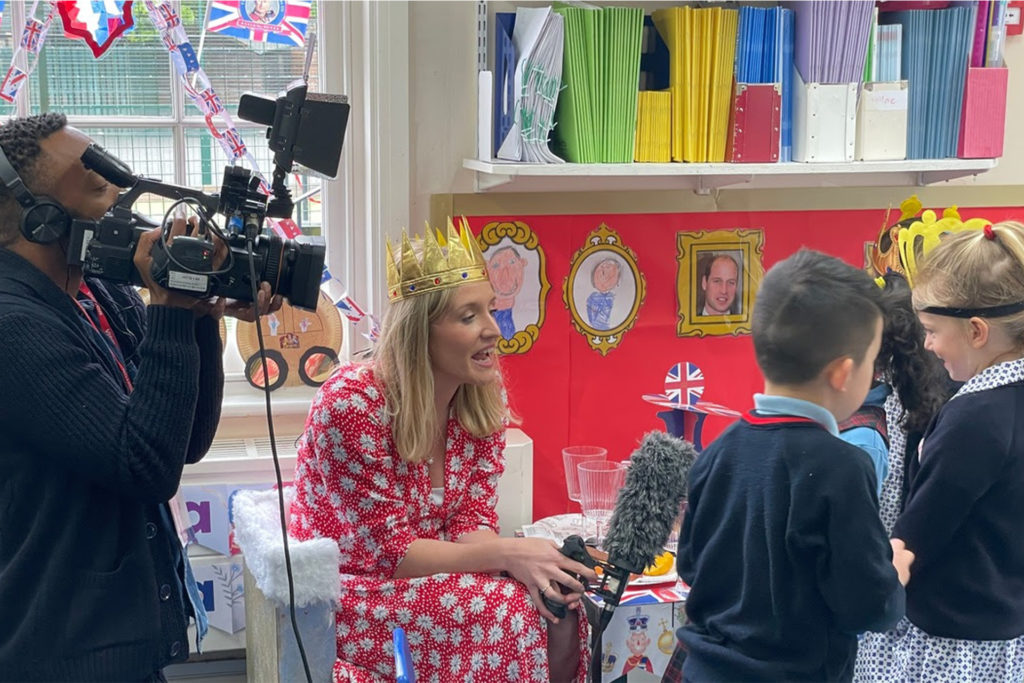 Espresso News presenter, Daisy, interviews Reception children