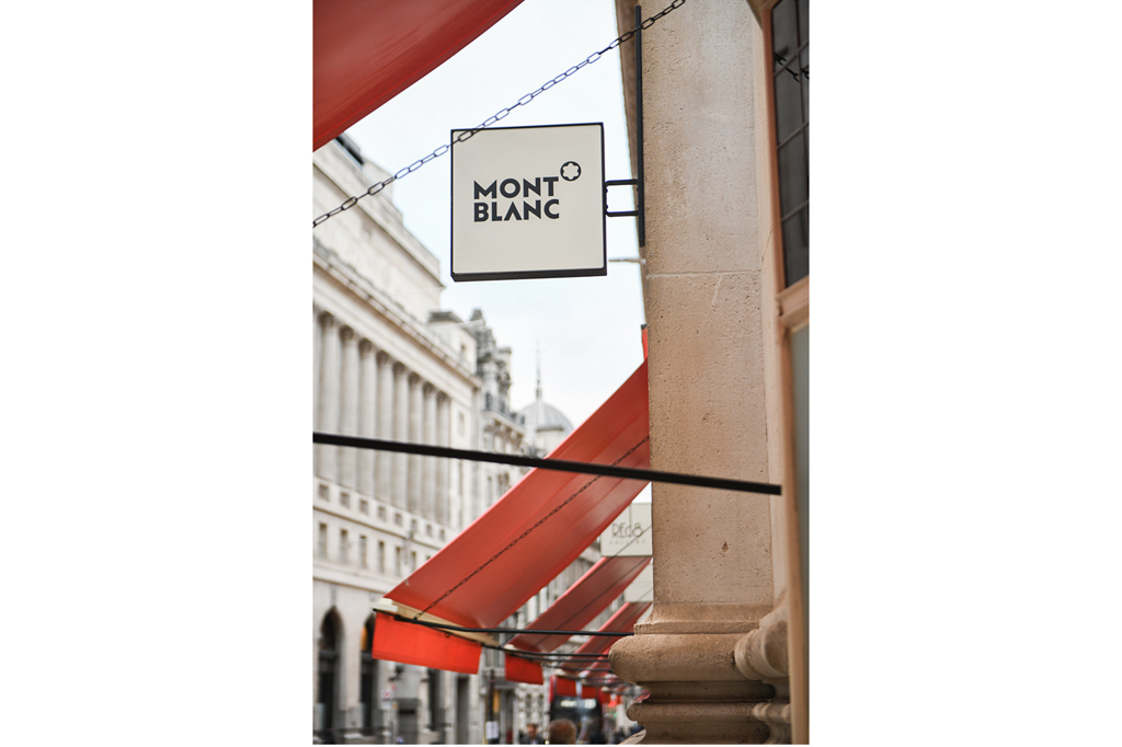 Mont Blanc sign at The Royal Exchange