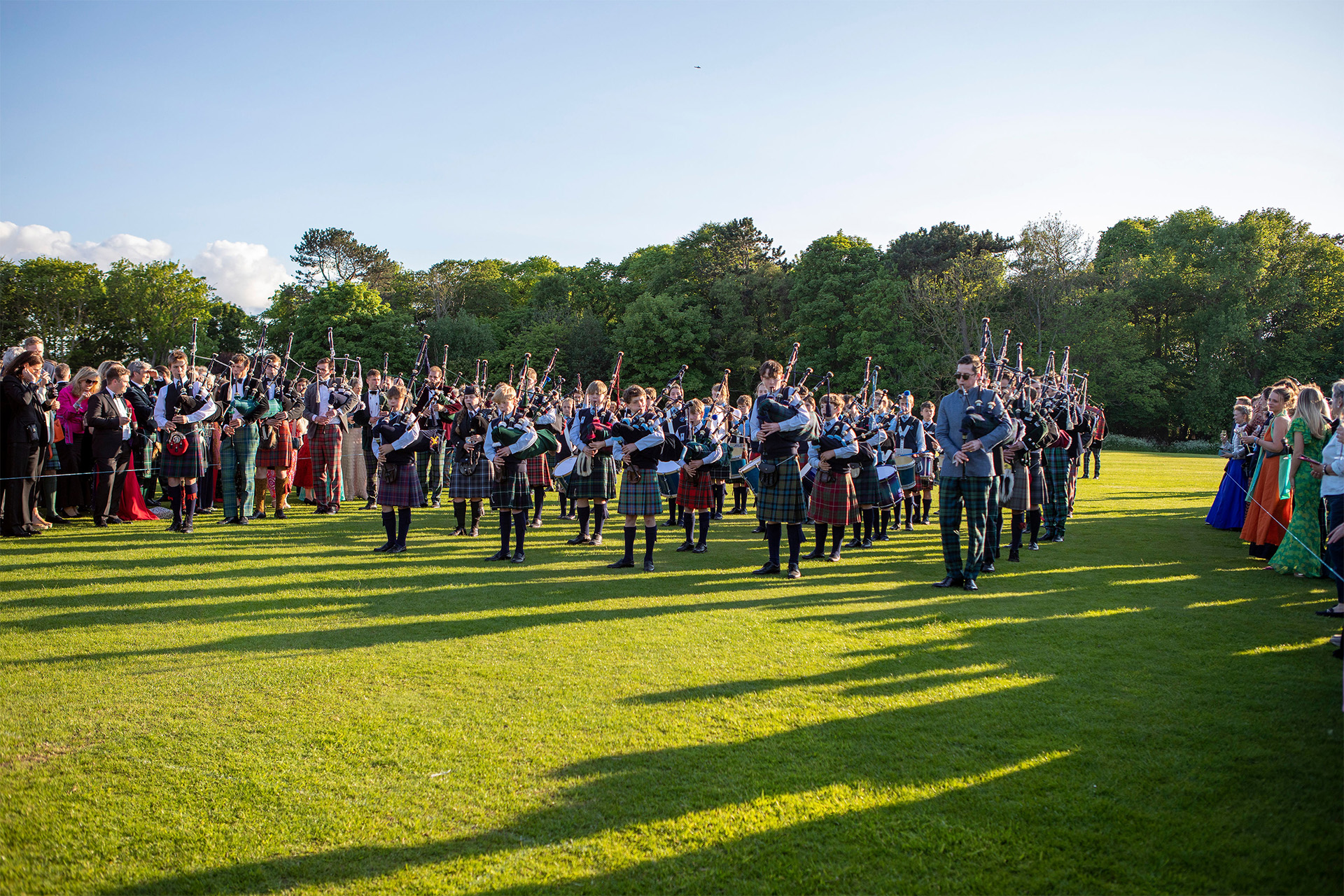 Belhaven's pipe band performing at