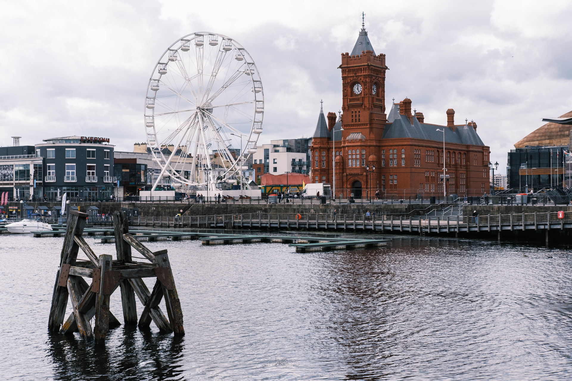 The river and buildings in Cardiff