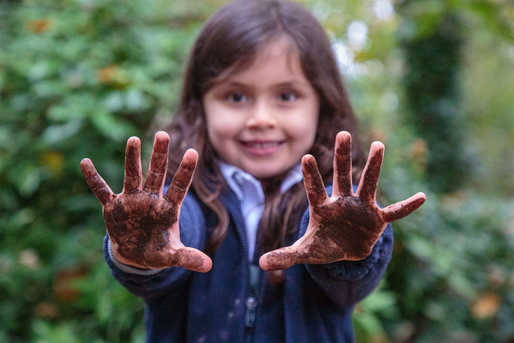 Mud-making at Cameron Vale's Forest School