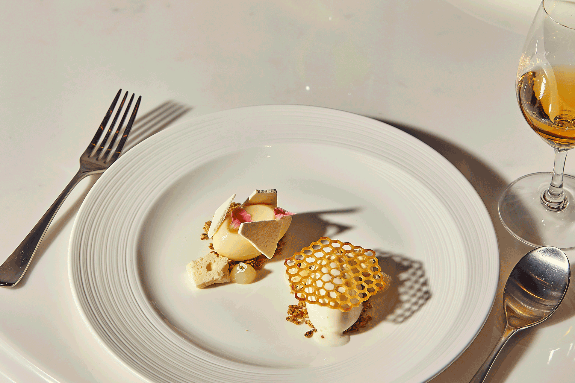 Honeycomb dessert at Legacy restaurant in The Grand, York.