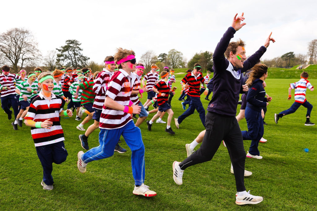 Staff and pupils enjoying the activities
