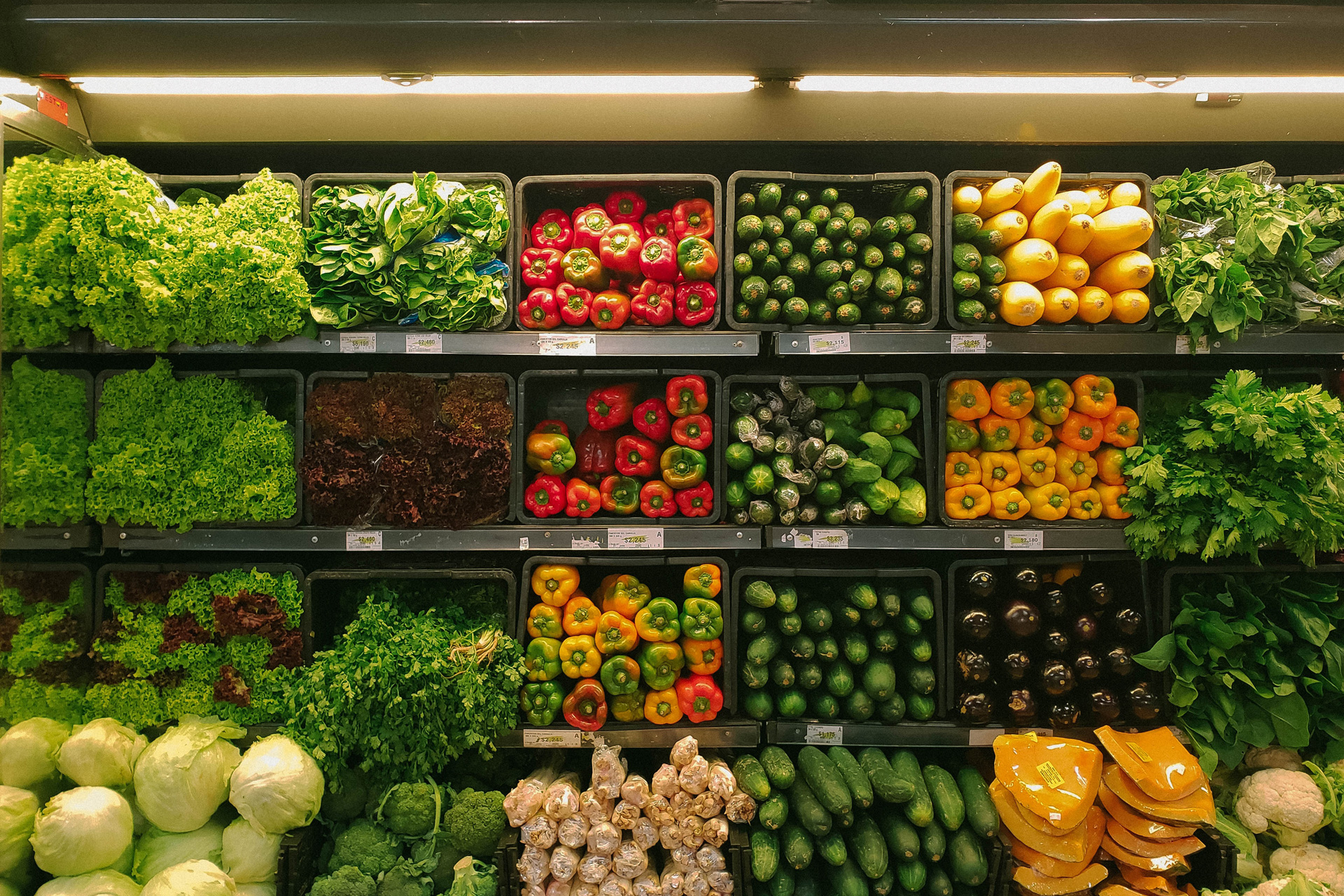 Fruit and vegetables at the supermarket