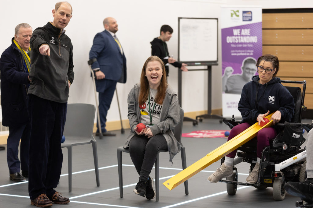 The Duke of Edinburgh with Portland College pupils