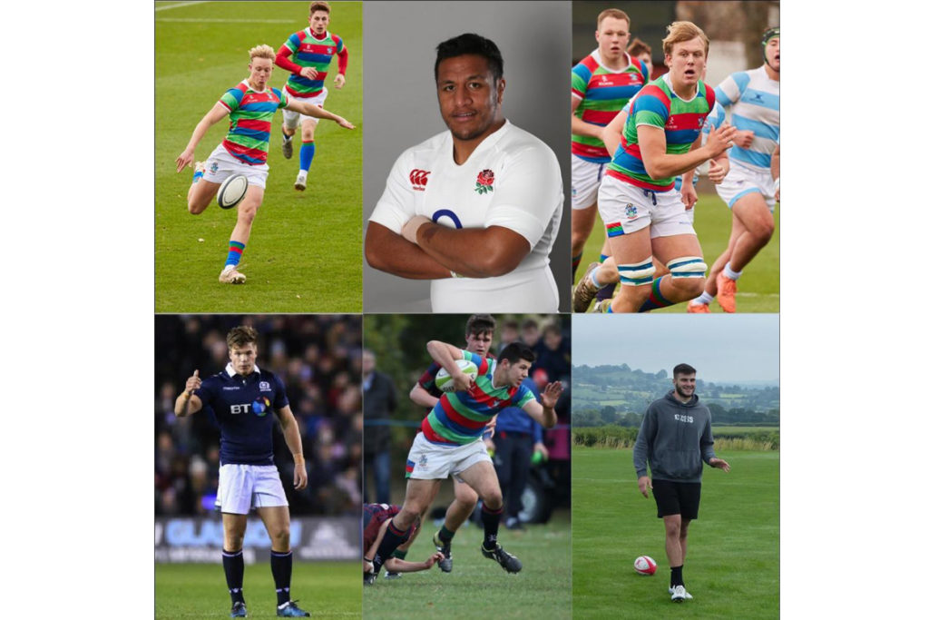 Old Millfieldians selected for 2023 Six Nations. Top: (left to right) Sam Harris, Mako Vunipola and Eddie Erskine. Bottom: Huw Jones, Rhys Davies and Josh Bayliss.